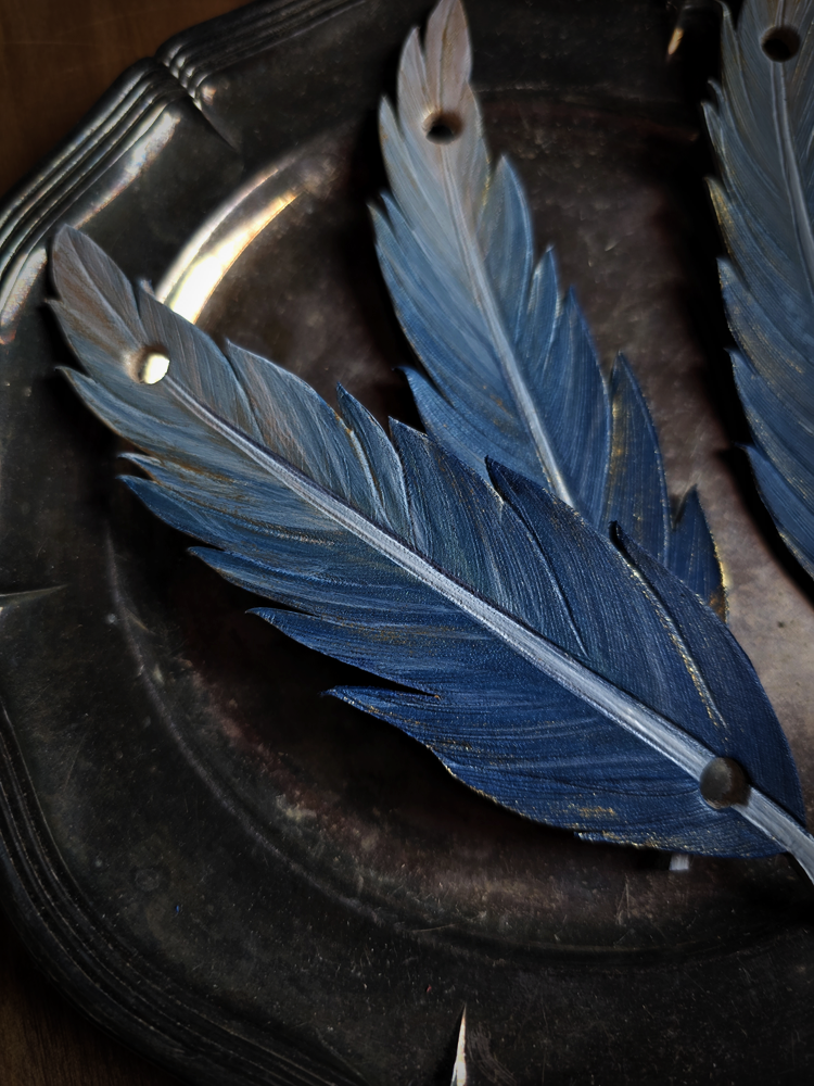 Piórko duże - niebieskie - zapięcie na kołek - obrazek 2