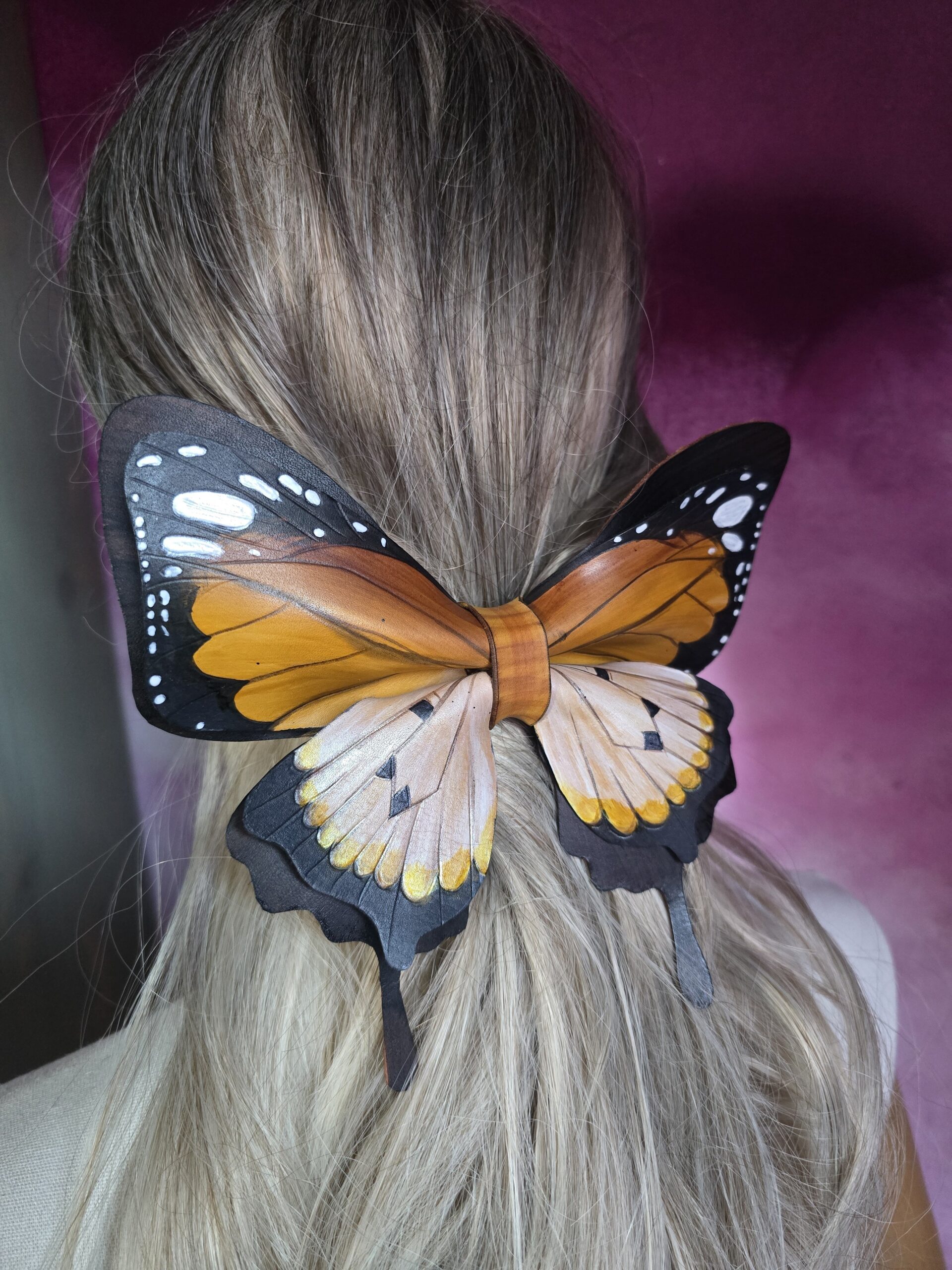 Monarcha złocisty - zapięcie metalowe - kokardy - pierwsza próba - obrazek 2